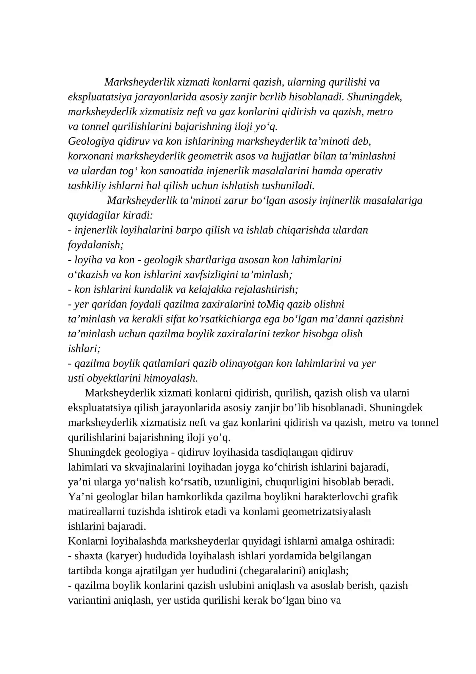 Marksheyderlik ishi fani haqida 2