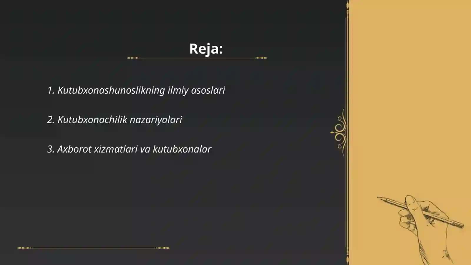 Kutubxonashunoslikning ilmiy asoslari 2