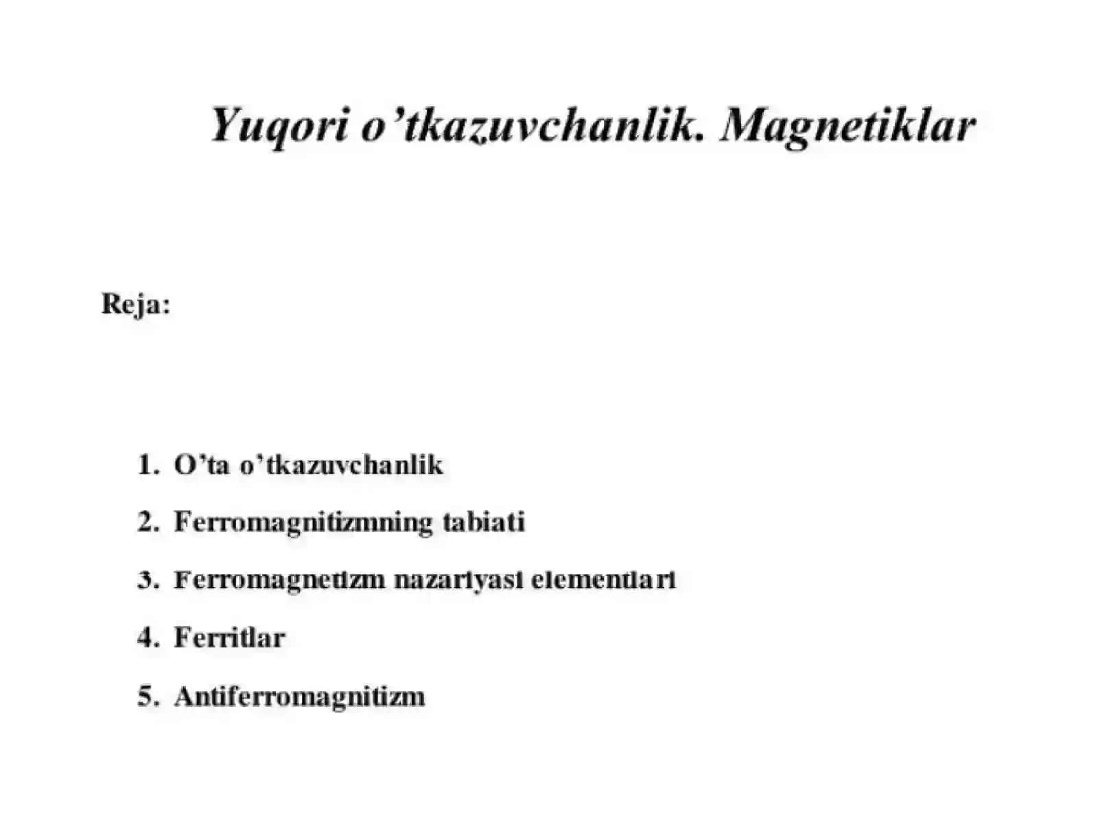 Yuqorio'tkazuvchanlik 2
