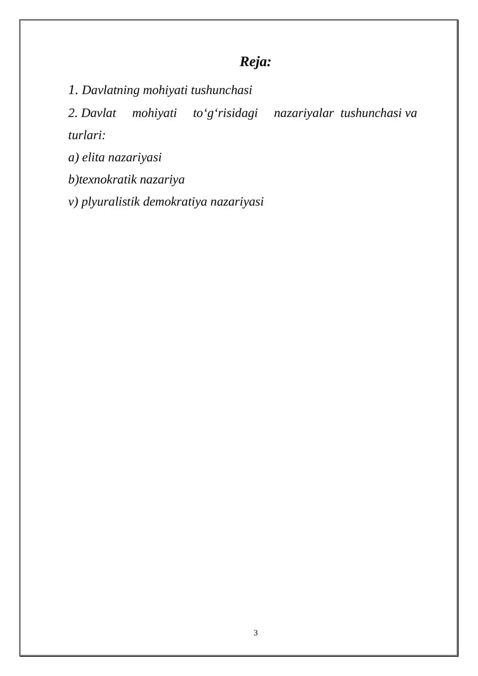 DAVLATNING MOHIYATI MAVZUSIDAGI KURS ISHI 2