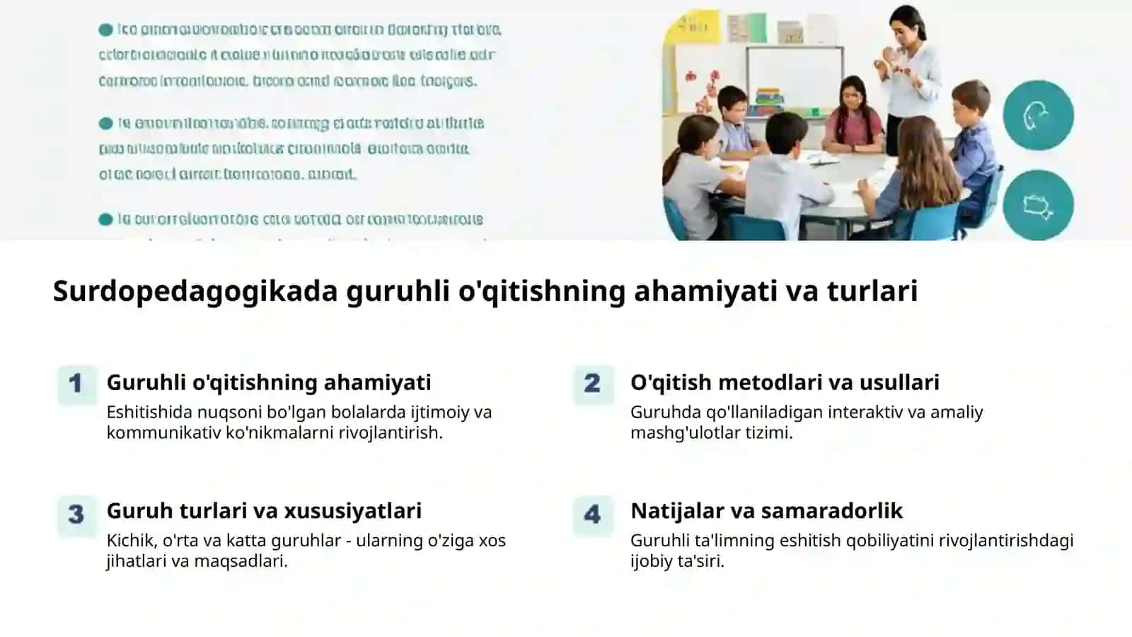 Eshitishida nuqsoni bo'lgan bolalarni o'qitish shakllari 2