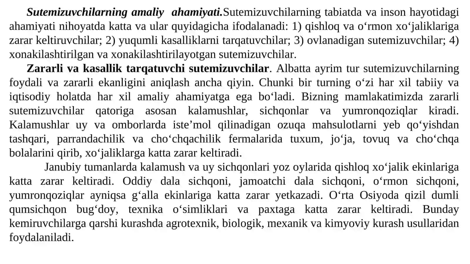SUTEMIZUVCHILAR (MAMMALIA) YOKI DARRANDALAR (THERIA)SINFI 2