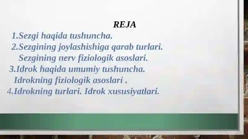 Sezgi va Idrok psixologik jarayon sifatida. 2