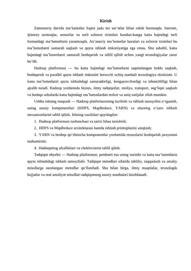 Hadoop platformasi tushunchasi 2