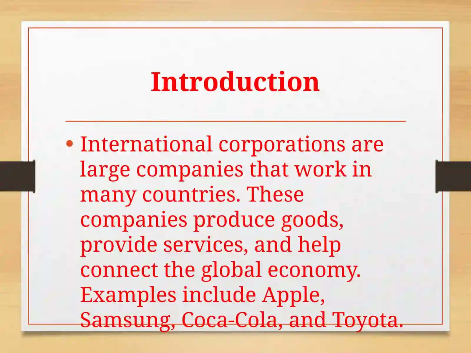 International Corporations in Financial Relations 2