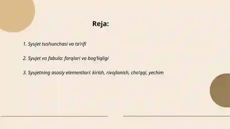 Syujet tushunchasi va taʼrifi Dilnoza 2