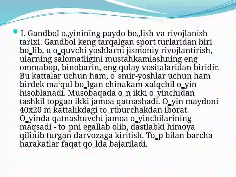 Gandbolo’yinidaslabkimusobaqaqoidalari 2