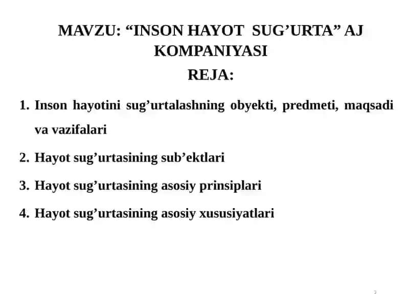 INSONHAYOT SUG’URTA 2