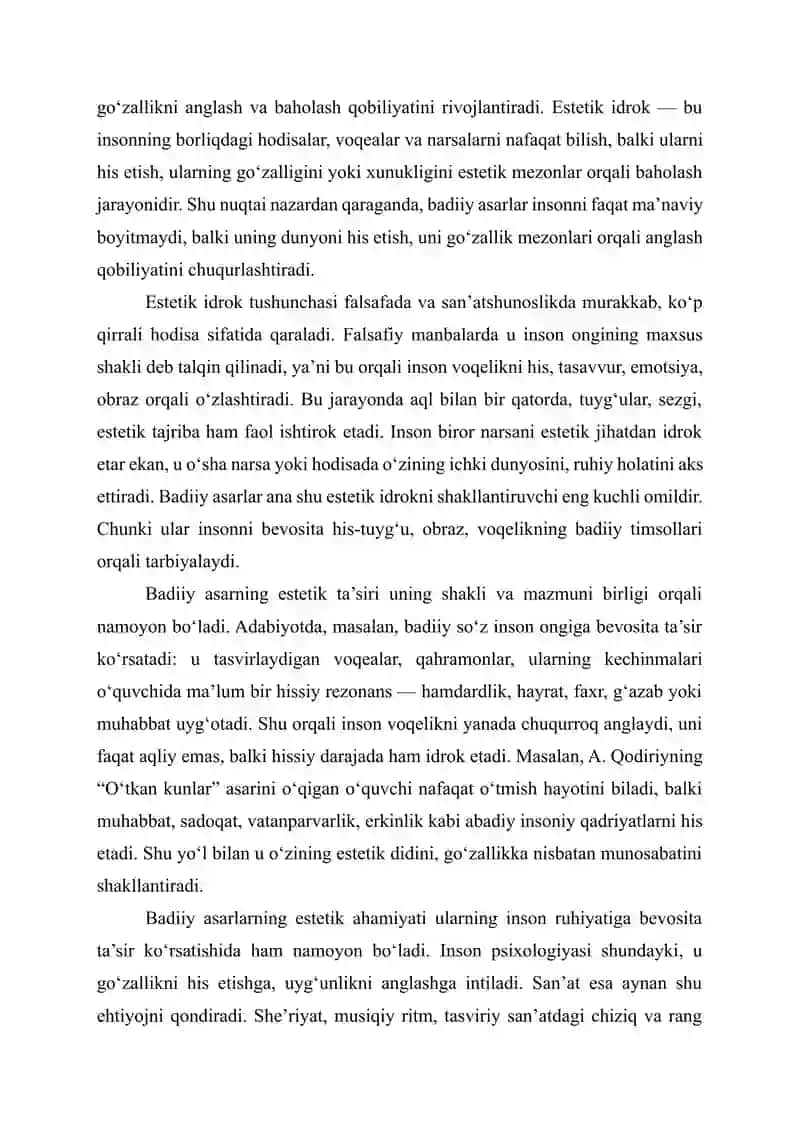 Dunyoni estetik idrok etishda badiiy asarlarning ahamiyati 2