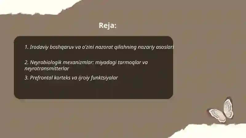 Irodaviy boshqaruv va o'zini nazorat qilish mexanizmlari 2