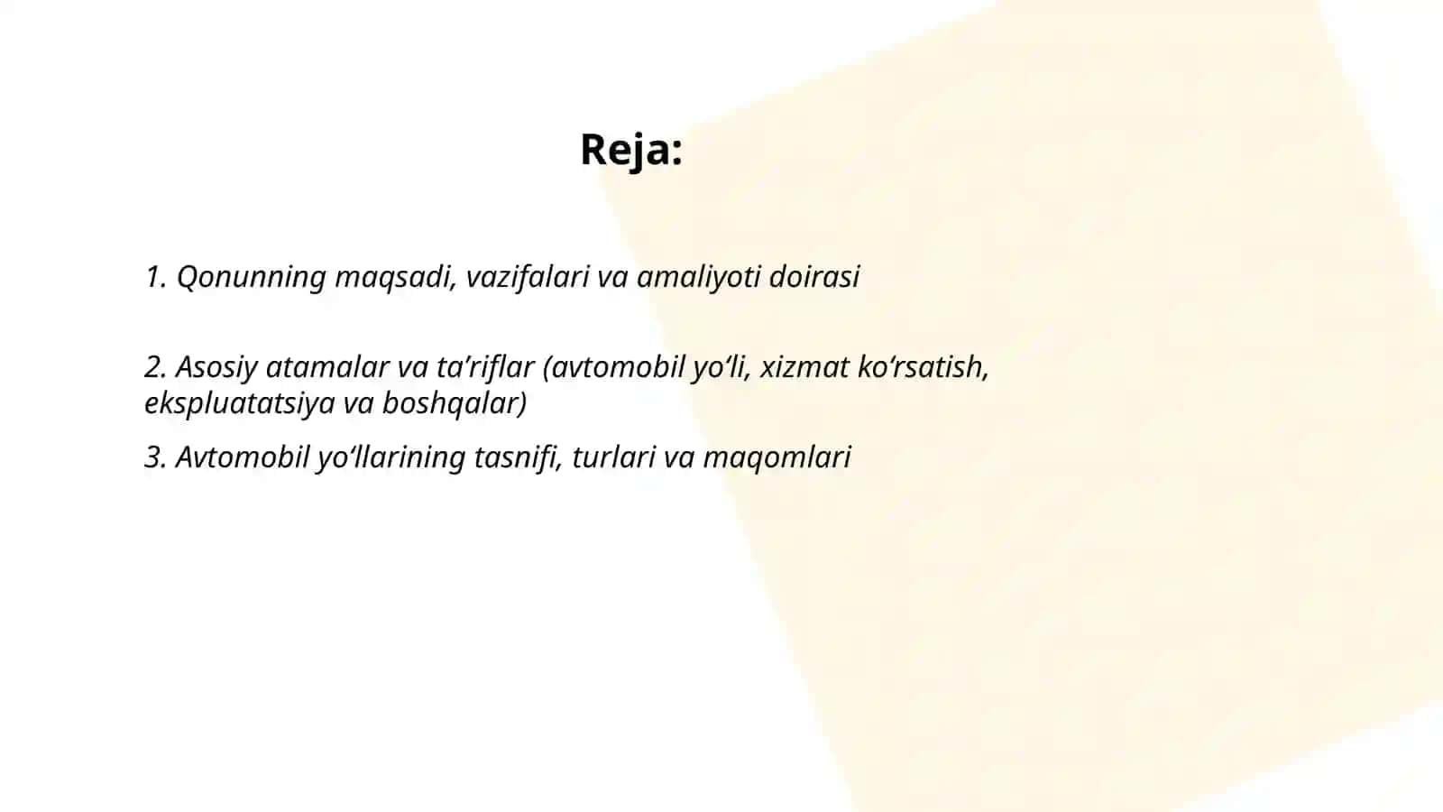 Avtomobil yoʻllar sohasidagi qonunchilik 2
