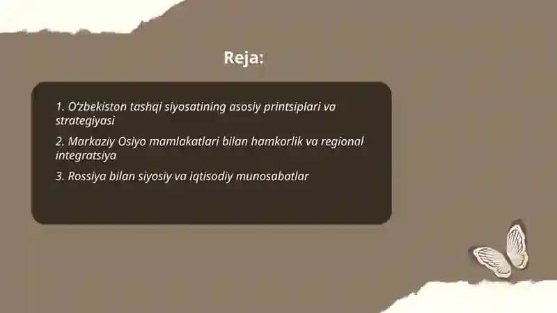 Tashqi siyosat, xalqaro hamkorlik va Òzbekistonning global maydondagi òrni - Imomaliyeva Muxlisa 2