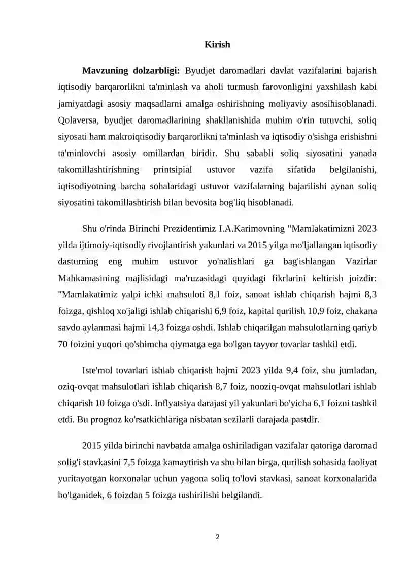 Byudjet daromadlari tahlili 2