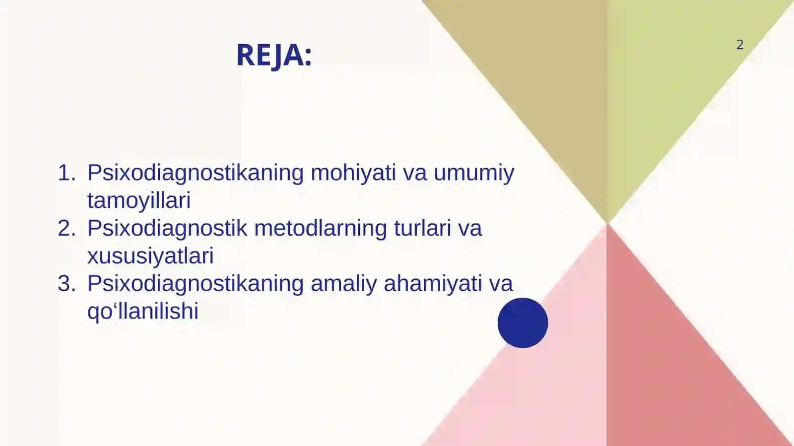Psixodiagnoʻstikaning umumiy tamoyillari va psixodiagnoʻstik metodlar 2