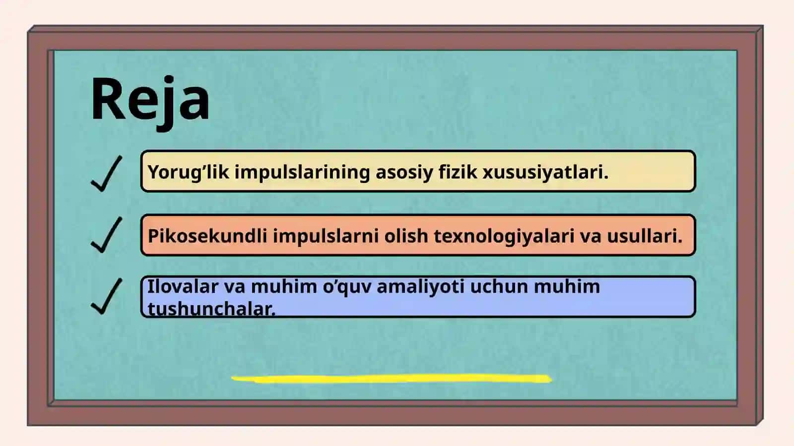 Yorug’likning pikosekundli impulslarini olish 2