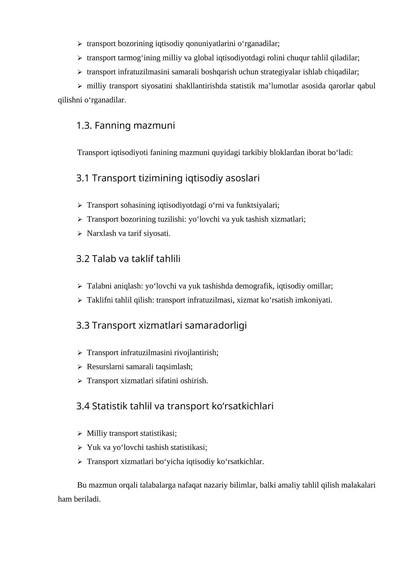 Transport iqtisodiyoti 2