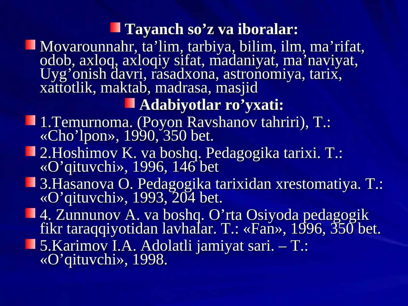 Temuriylar davrida ta'lim-tarbiya masalasi 2