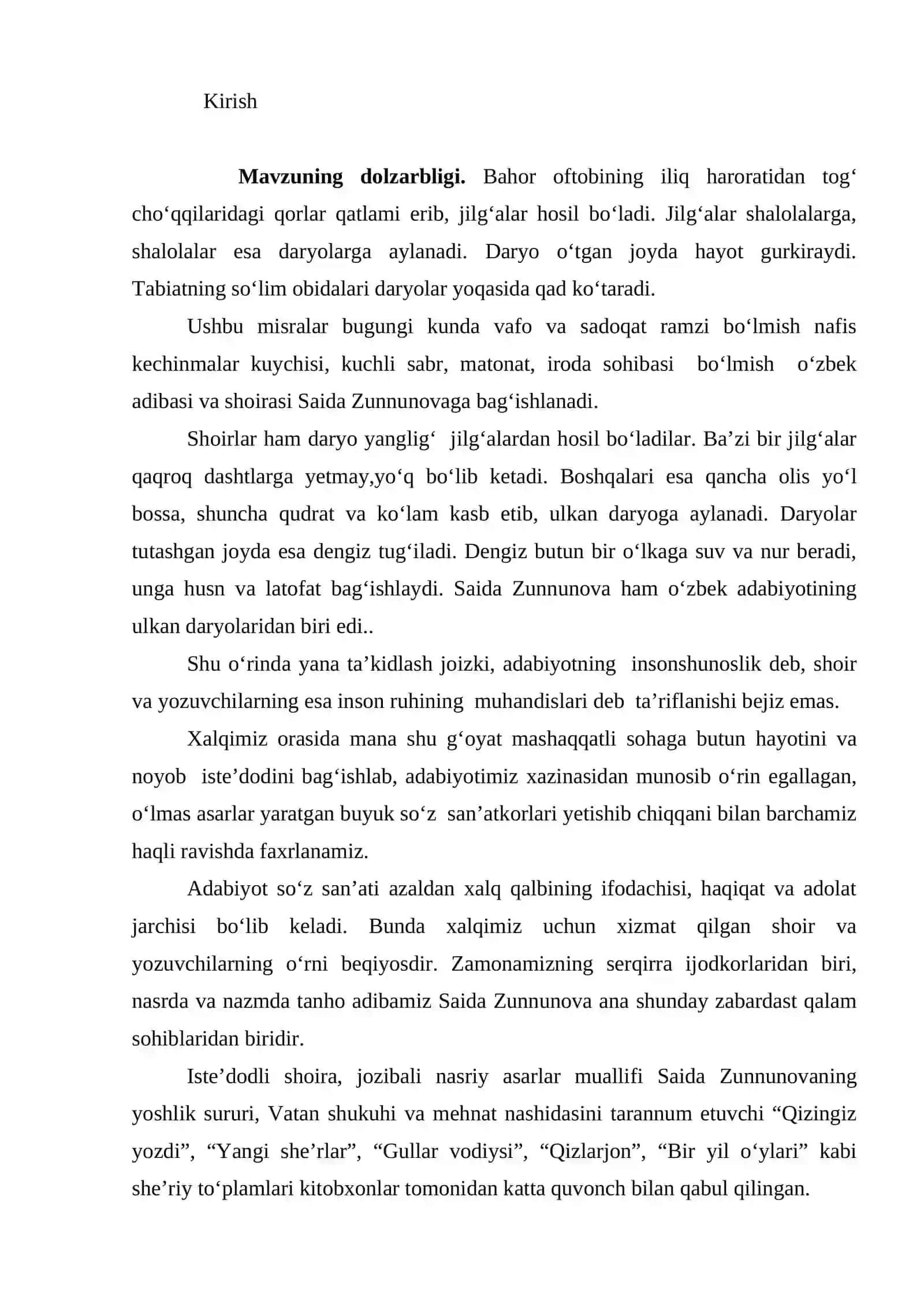Uslub va mahorat (Saida Zunnunova ijodi misolida) 2