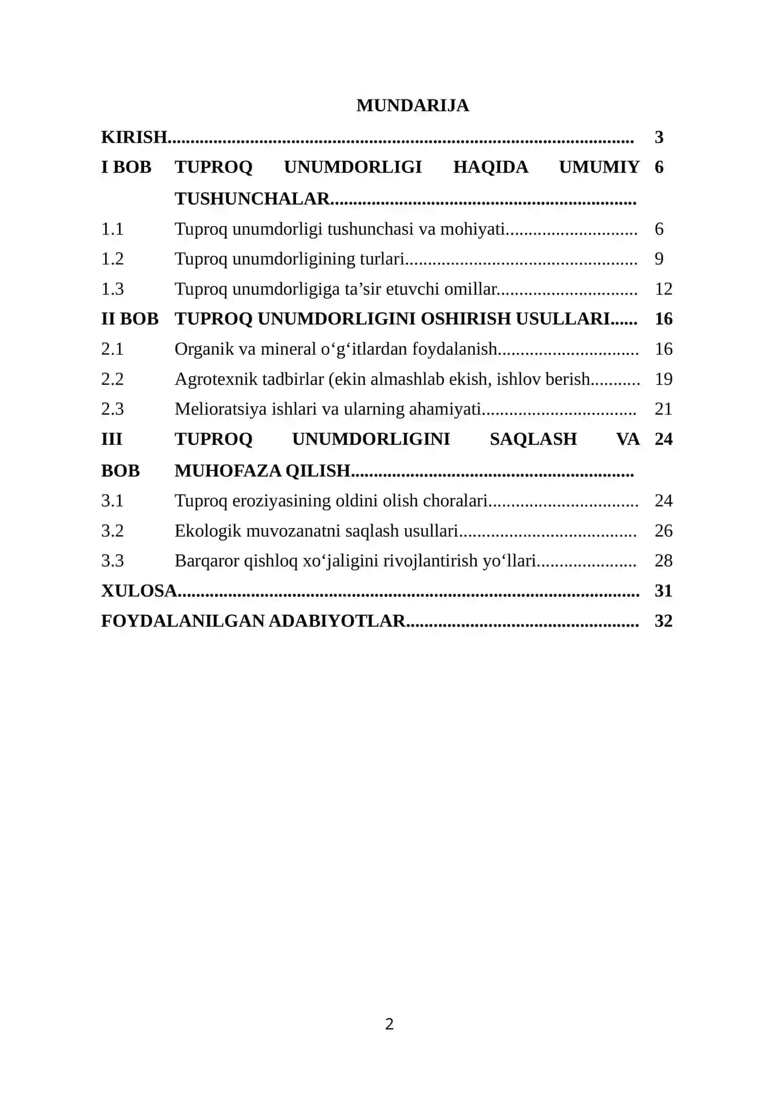 Tuproq unumdorligi 2