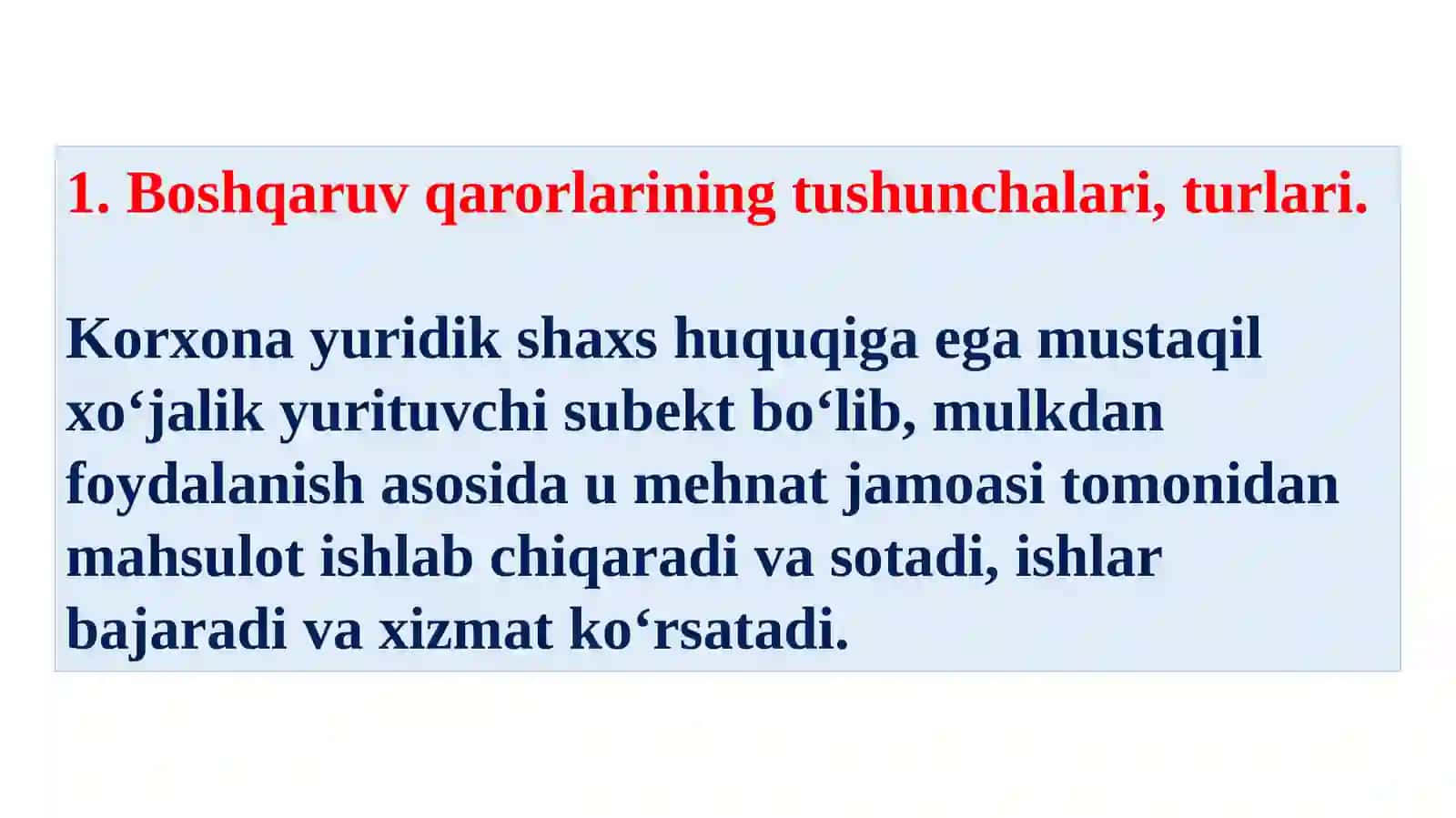Boshqaruv qarorlarini qabul qilish 2