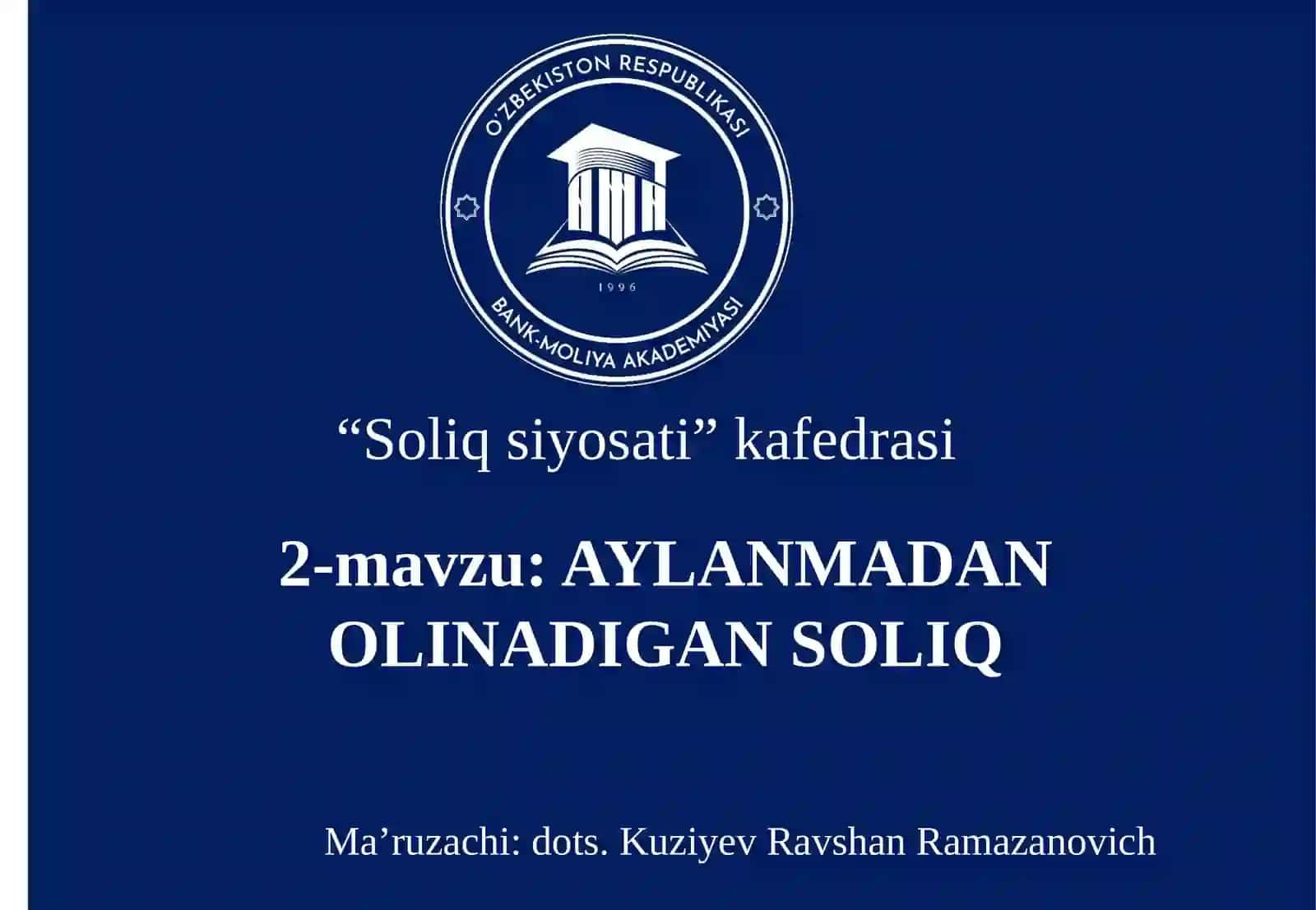 Aylanmadan Olinadigan Soliq 2