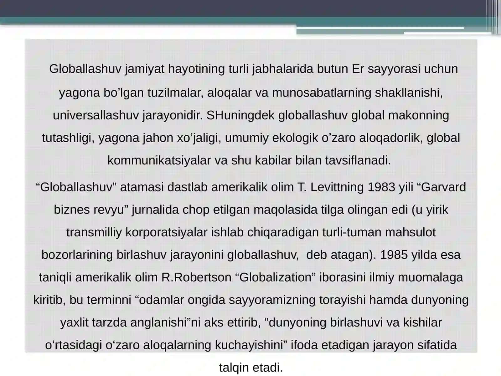 Глобаллашув ва глобал муаммоларнинг фалсафий жиҳатлари 2