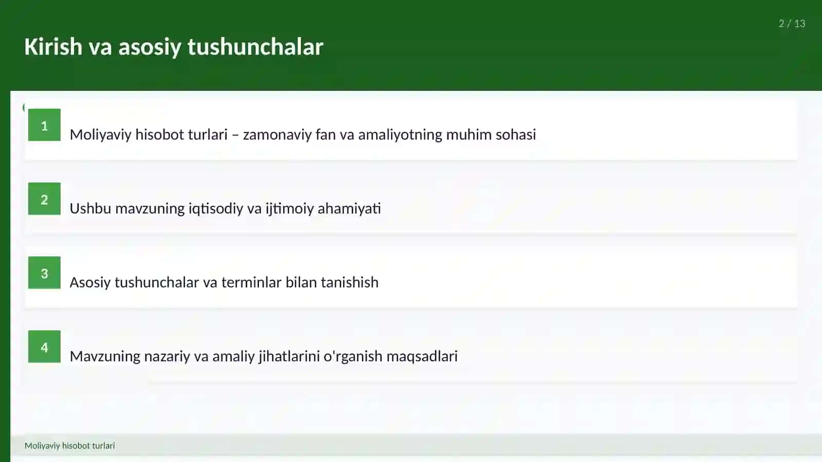 Moliyaviy hisobot turlari 2