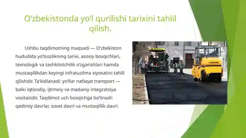 O‘zbekistonda yo‘l qurilishi tarixini tahlil qilish 2
