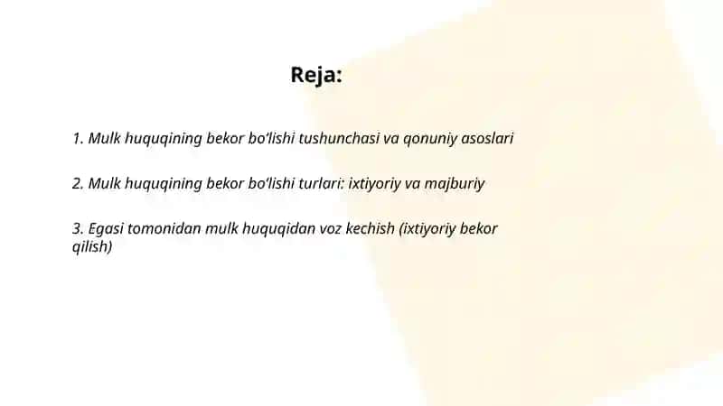 Mulk huquqining bekor boʻlishi 2
