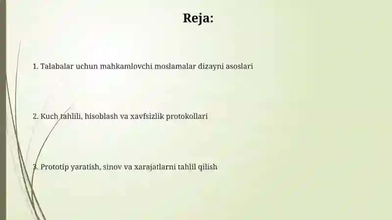 Mahkamlash moslamalarini loyihalash talabalari 2