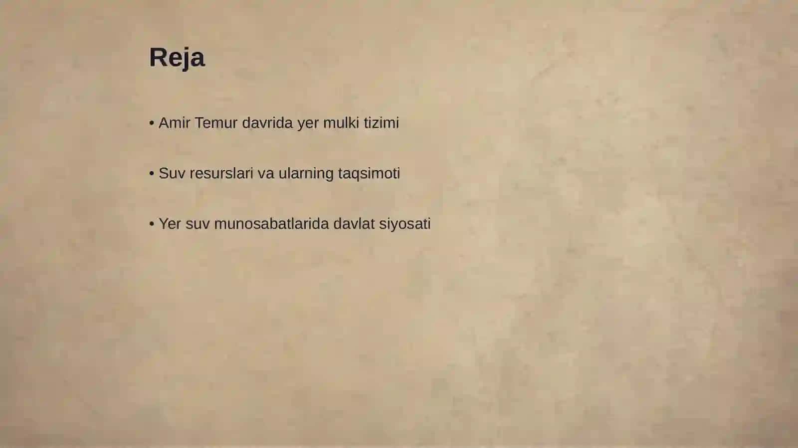 Amir Temur davrida yer suv munosabatlari 2