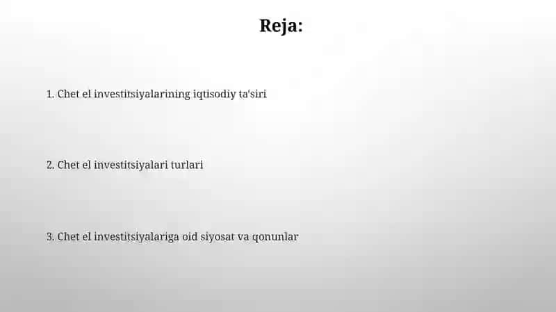 Xorijiy investitsiyalar 2