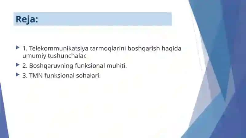 Telekommunikatsiya tarmoqlarini boshqarish 2