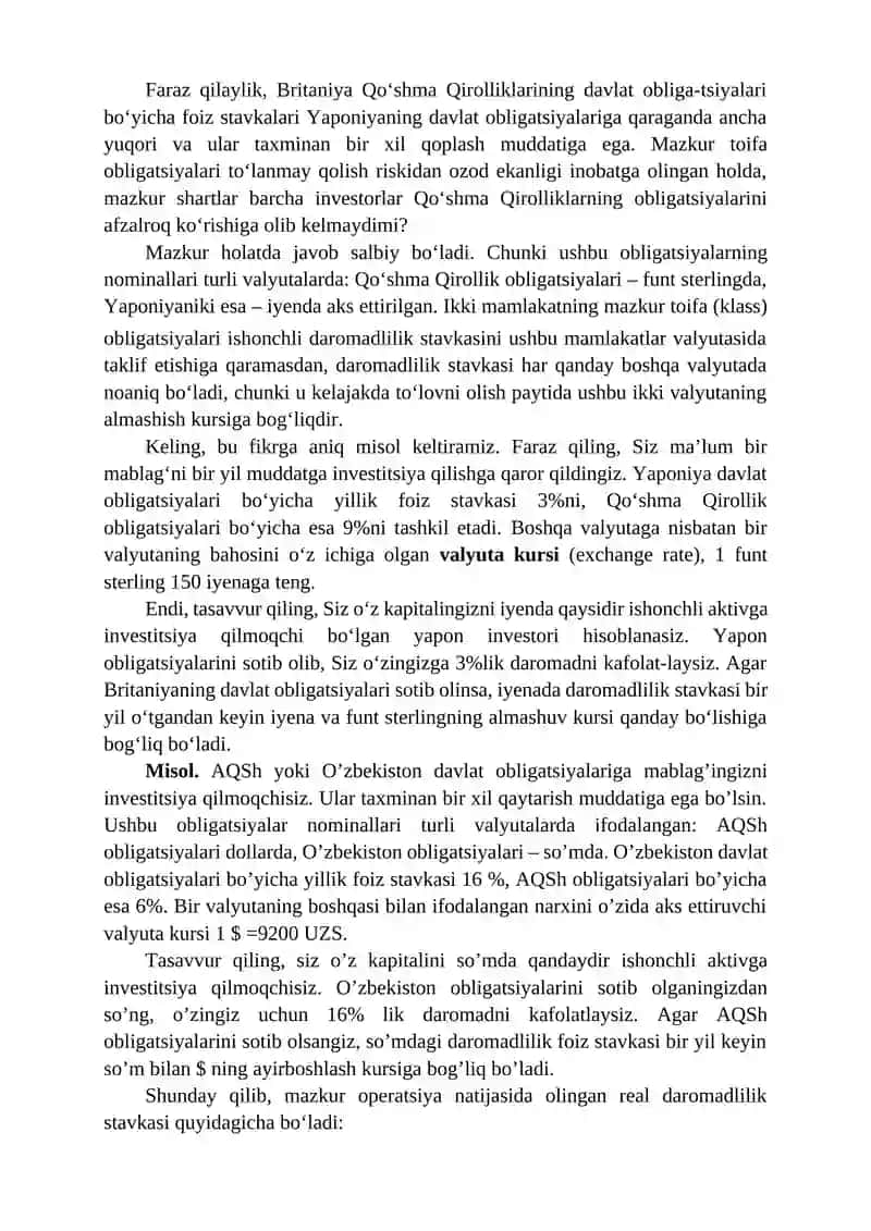 Foiz Stavkalari va Ularga Tas’ir Qiluvchi Omillar 2