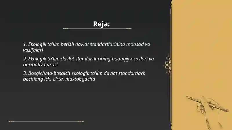Ekologik ta'lim berish davlat standartlari 2
