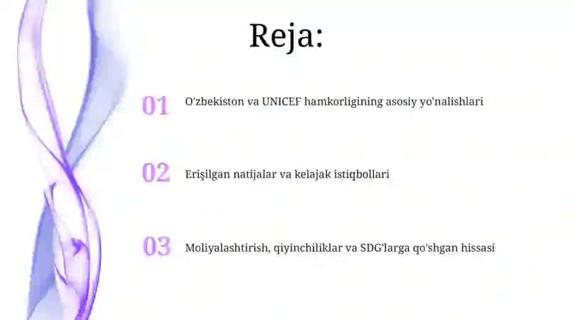 O'zbekistonning Yunisef bilan hamkorligi 2