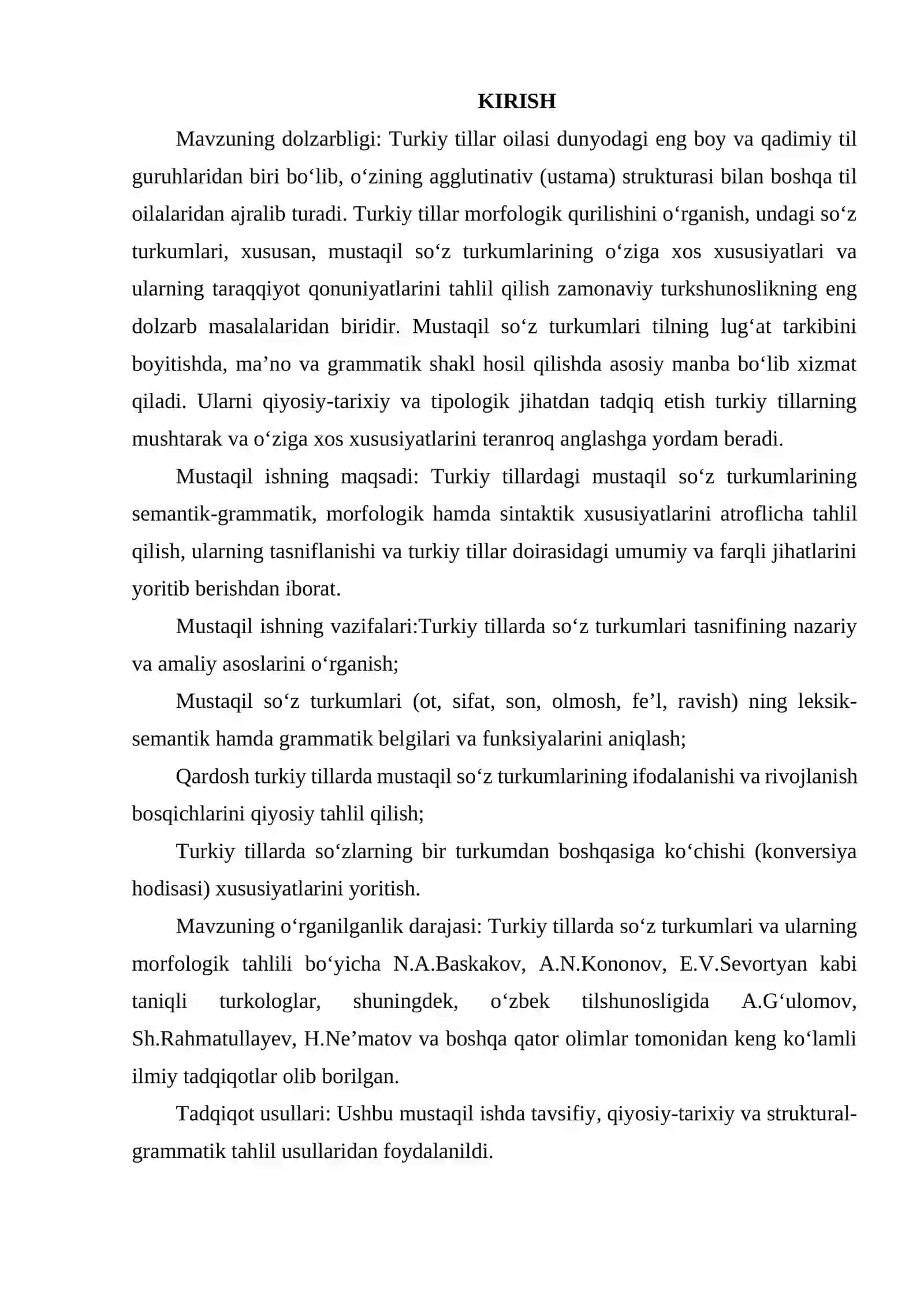 TURKIY TILLARDA MUSTAQIL SOʻZ TURKUMLARI. 2