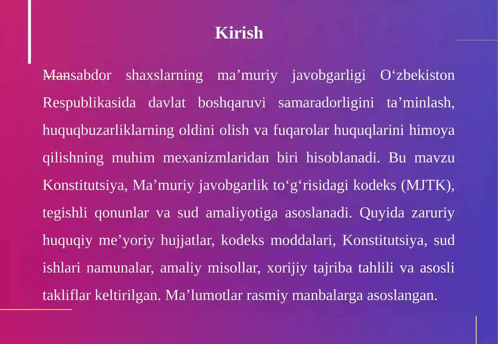 Mansabdor shaxslarning ma’muriy javobgarligi 2