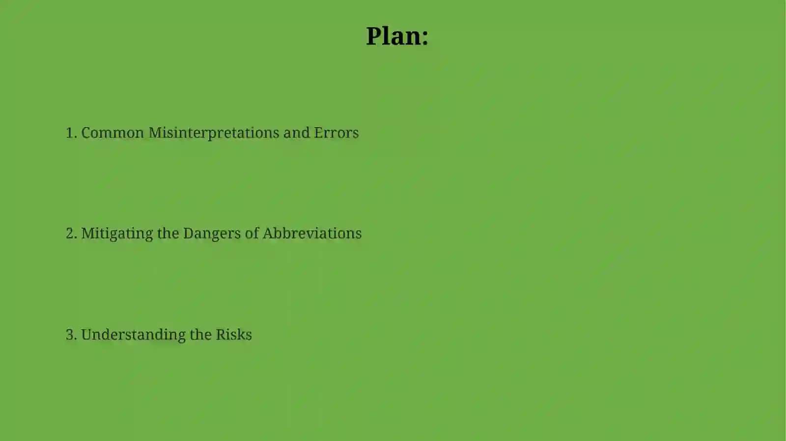Abbreviations. Caution 2