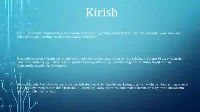 Avstraliyada Turizmning Rivojlanishi 2