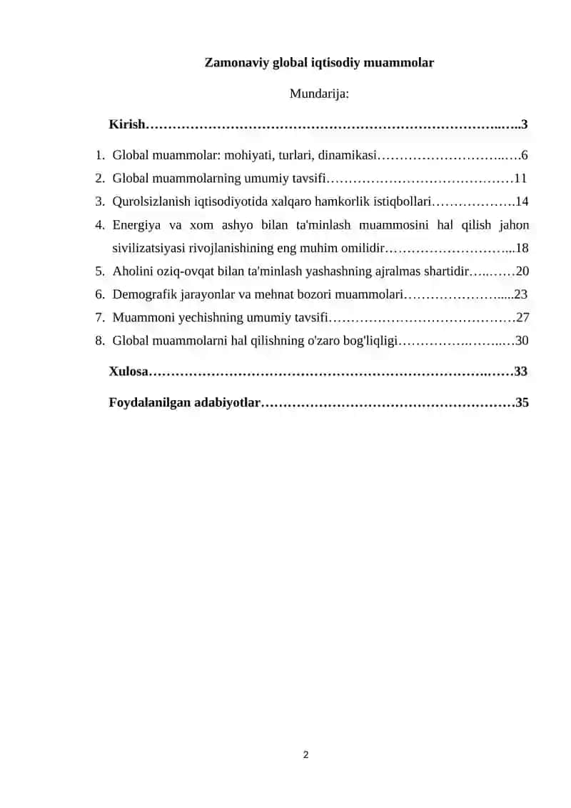 Zamonaviy global iqtisodiy muammolar 2