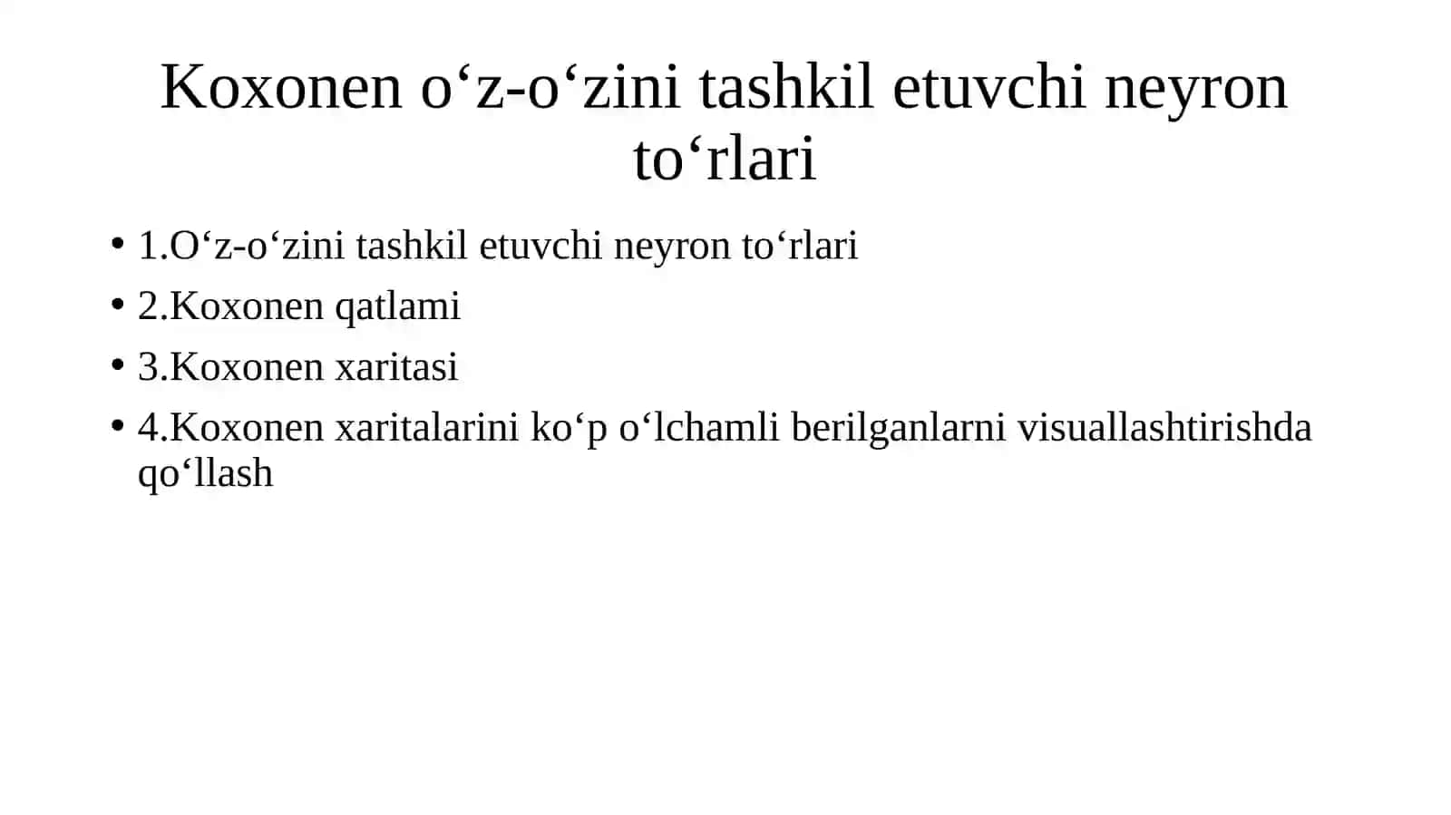 Koxonen o‘z-o‘zini tashkil etuvchi neyron to‘rlari 2