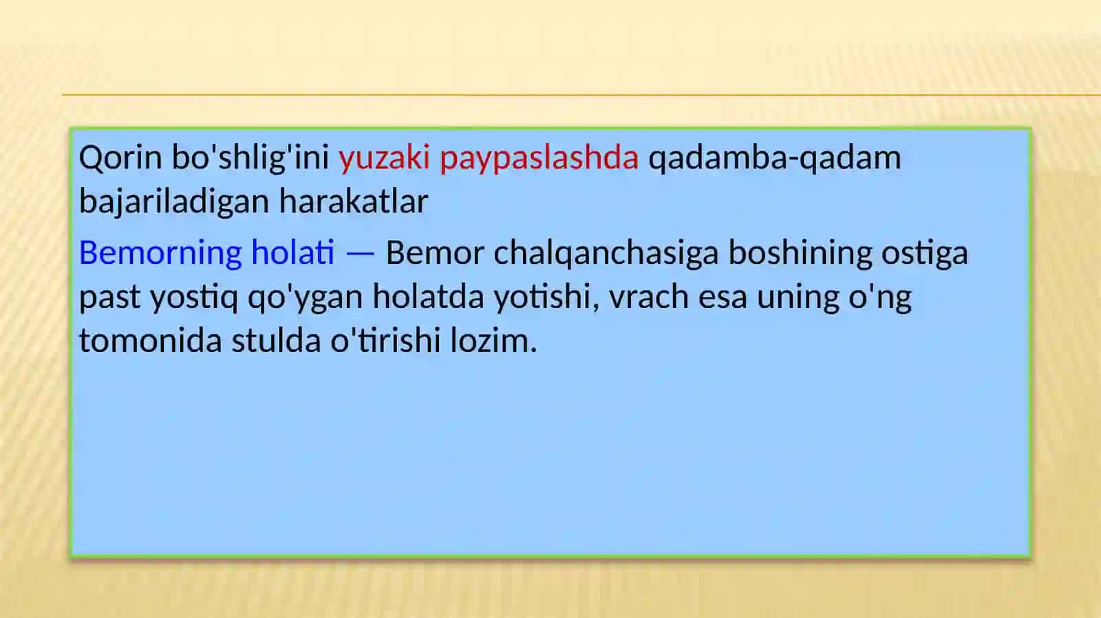 Qorinning yuza va chuqur palpatsiyasi 2