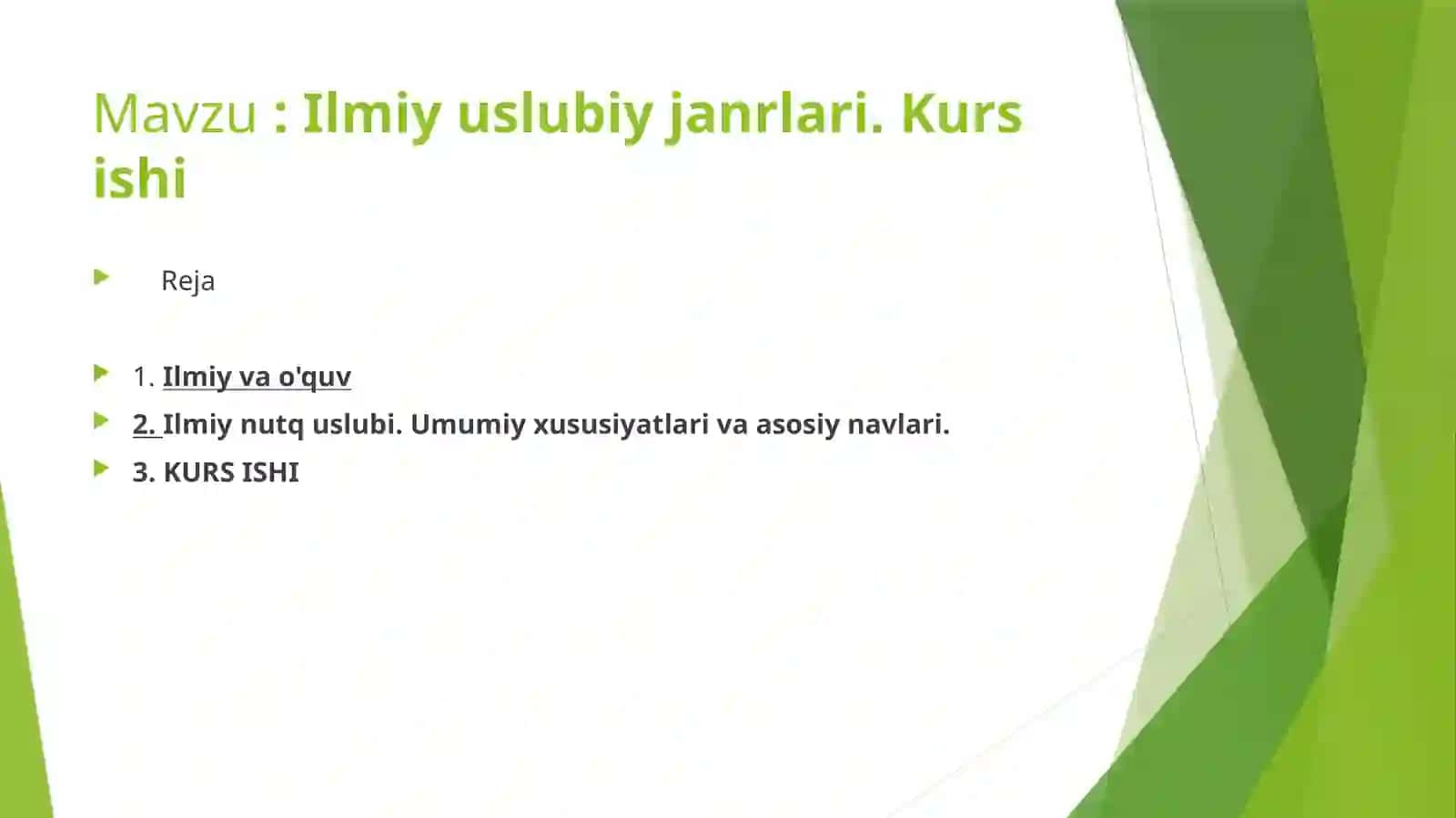 Ilmiy uslubiy janrlari.Kurs ishi 2