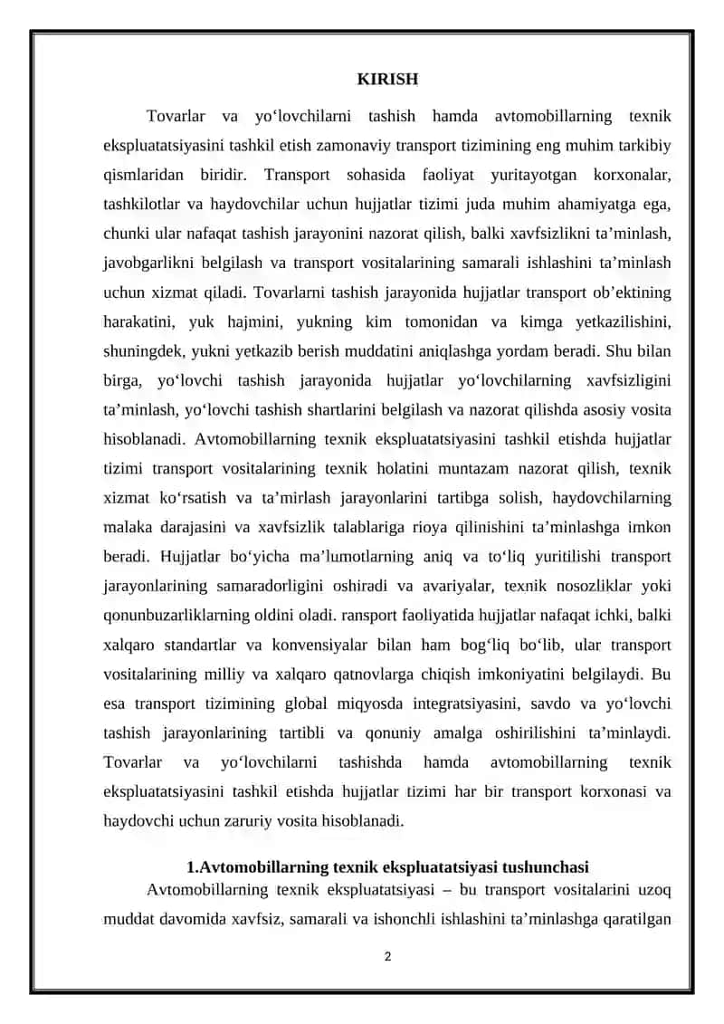 Avtomobillarning texnik ekspluatatsiyasi 2