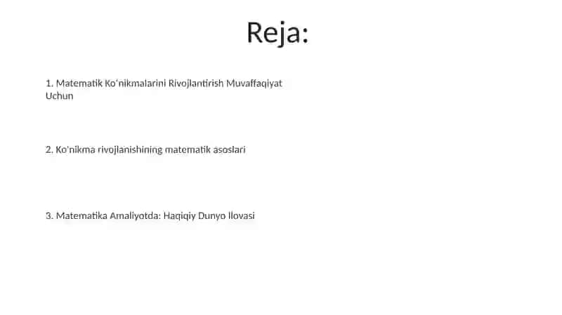 Matematikaning o'rni hunarmandlikda 2
