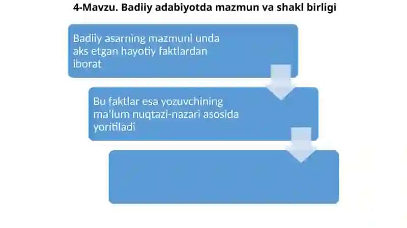 Badiiy adabiyotda mazmun va shakl birligi 2
