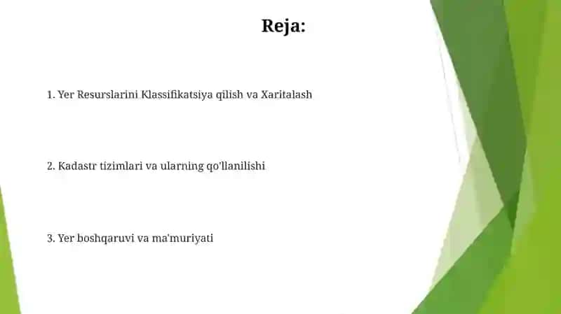 Yer resurslari va kadastr 2