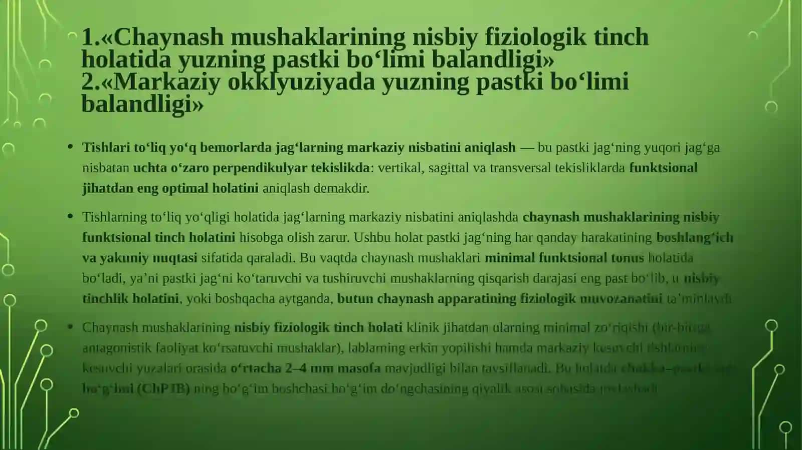 Yuzning pastki 1/3 qismi balandligini aniqlash usullari 2