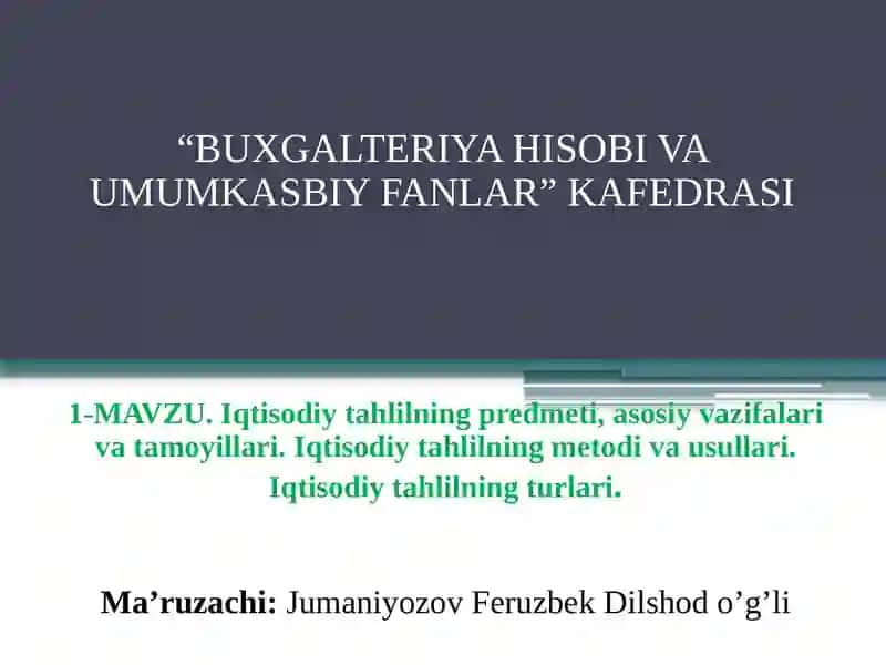 IQTISODIY TAHLIL 2